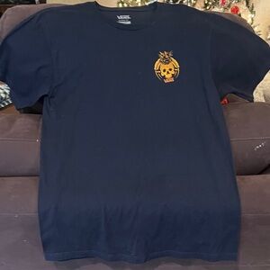 Vans Dark Blue Tee with Yellow Skull Graphic